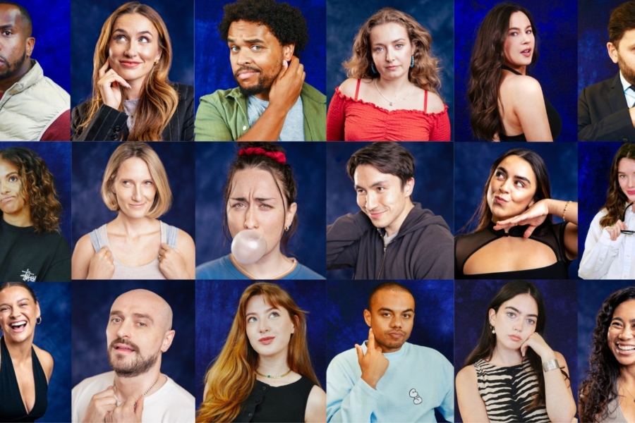 A grid of 6 by 3 headshot images of the company of Talking People
